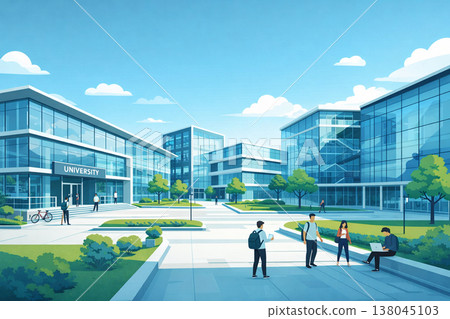 藍天下，一座現代化的大學校園徐徐展開。 138045103