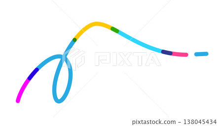 Abstract colorful line vector illustration. Minimal wavy multicolor scribble isolated isolated on white background. Creative design element representing flow, connection, modern art Abstract colorful line vector illustration. Minimal wavy multicolor scribble isolated isolated on white background. Creative design element representing flow, connection, modern art 138045434