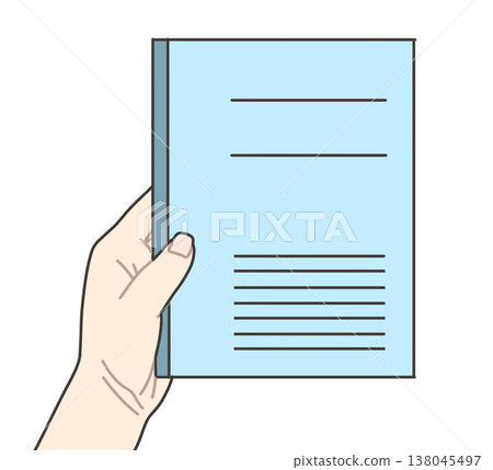 左手拿著一本淺藍色筆記本 左手拿著一本淺藍色筆記本 138045497