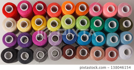 Set of colorful spools of thread Set of colorful spools of thread 138046154