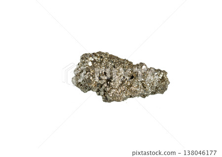 pyrite mineral stone macro on white background pyrite mineral stone macro on white background 138046177