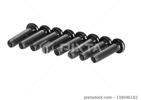 hex socket head screw in black color on isolated white background hex socket head screw in black color on isolated white background 138046182