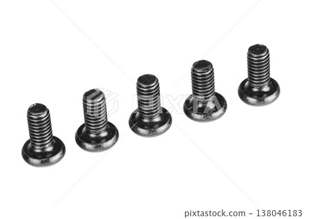 hex socket head screw in black color on isolated white background hex socket head screw in black color on isolated white background 138046183