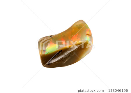 Opal mineral stone in rock on white background 138046196