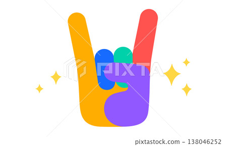 Rock gesture for music festival. Hand sticker 138046252