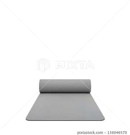 Rolled Exercise Mat Placed on a Clean Surface Ready for Fitness Activities at Home or Gym 138046570