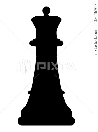 Chess piece queen, black and white silhouette illustration of chessman shape, isolated 138046700