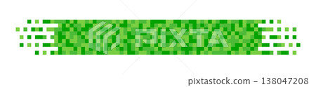 Pixel green grass rectangle header. Pixel gradient title. Horizontal stripe geometric mosaic banner. Abstract game digital pattern. Web title shape. Vector illustration isolated on white background Pixel green grass rectangle header. Pixel gradient title. Horizontal stripe geometric mosaic banner. Abstract game digital pattern. Web title shape. Vector illustration isolated on white background 138047208