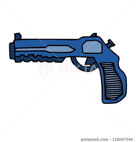 Doodle retro pistol from game console new vector Doodle retro pistol from game console new vector 138047340