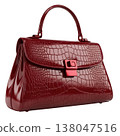 Luxury maroon crocodile leather handbag with metallic latch 138047516