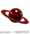 Red glossy gas giant planet with sparkling rings 138047523