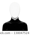 Minimalist white faceless mannequin wearing black velvet turtleneck sweater for fashion mockup 138047524