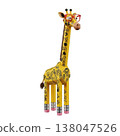 Creative giraffe character with pencil legs and school doodle patterns wearing glasses 138047526