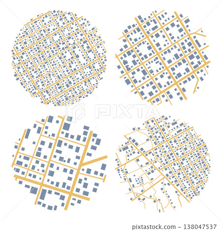 Set of Gps map navigation. View from above road map. Detailed view of city. Abstract background. Flat style, Vector, illustration isolated 138047537