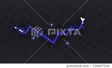Concept a network of charging station across city. Public stations available along route. Flexible charging solutions for vehicles. Select the most convenient route. Isometric vector illustration 138047544