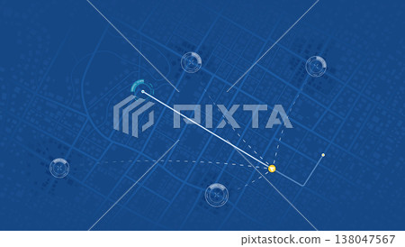 Abstract GPS navigation, smart car location and map pointer. City map featuring directional signs, an intended goal point and multiple markers. Vector illustration with route, alternative paths. Abstract GPS navigation, smart car location and map pointer. City map featuring directional signs, an intended goal point and multiple markers. Vector illustration with route, alternative paths. 138047567