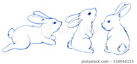 Cute Easter bunnies in vintage style. Watercolor doodle illustration. Cute Easter bunnies in vintage style. Watercolor doodle illustration. 138048155