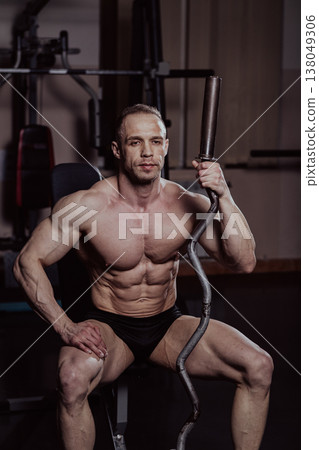 Bodybuilder posing in the gym, aesthetic body Bodybuilder posing in the gym, aesthetic body 138049306