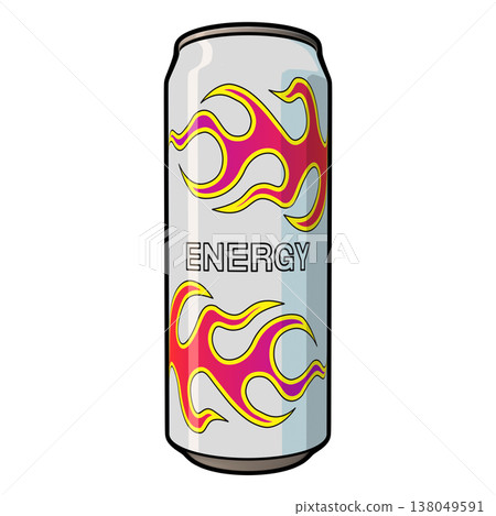 軟性飲料插圖：一罐能量飲料（1_1）- 彩色線條畫。 138049591