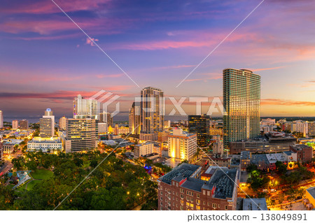 View of downtown St. Petersburg, Florida, USA. Urban skyline with high-rise buildings in vibrant American city. 138049891