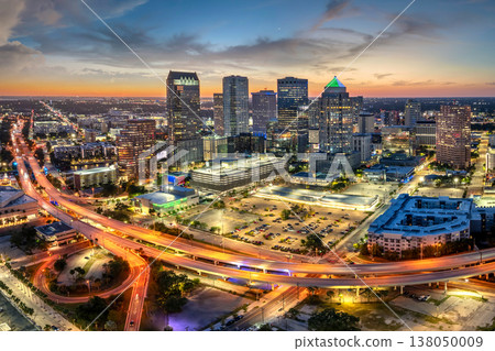 Urban highway road traffic in Tampa, Florida. American travel destination. 138050009