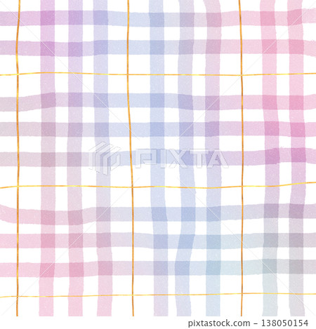 Gold Line Pink Purple Gradient Plaid Gingham Madras Check Hand Drawn Background Pattern Overlay 138050154