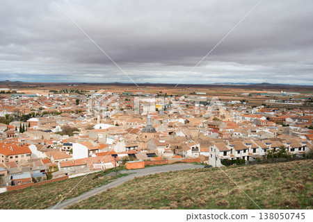 Aerial view of Consuegra from Cerro Calderico, Toledo Aerial view of Consuegra from Cerro Calderico, Toledo 138050745