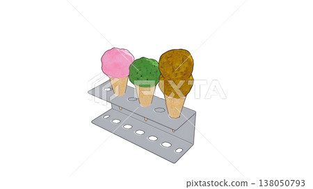 3D illustrations of two types of ice cream cones 138050793