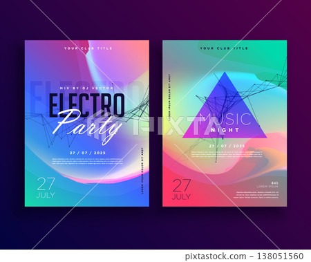 electro music colorful party event flyer template design electro music colorful party event flyer template design 138051560