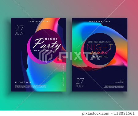 party flyer template design with vibrant color abstract shape 138051561