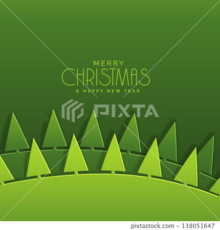 greeting for merry christmas festival in paper cut style green color greeting for merry christmas festival in paper cut style green color 138051647
