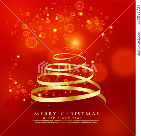 golden swirl christmas tree design with sparkles golden swirl christmas tree design with sparkles 138051722