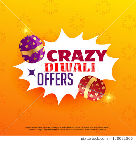 diwali sale and offers poster design with festival crackers 138051806
