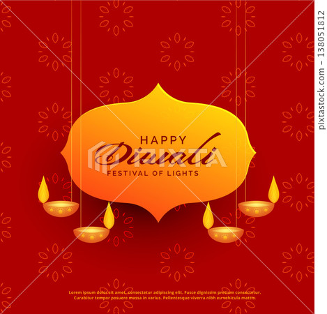 indian diwali festival greeting card design with hanging lamps 138051812