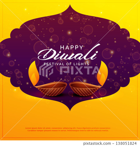happy diwali design with two diya lamps and sparkles 138051824