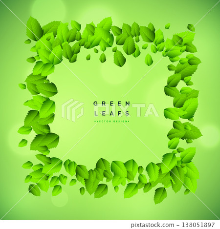 green background with leaf frame vector 138051897
