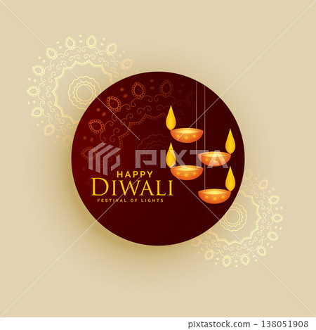 diwali holiday greeting card vector design with hanging lamps diwali holiday greeting card vector design with hanging lamps 138051908