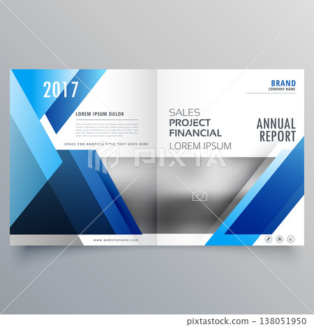 blue business bi fold brochure design template in geometric shape style blue business bi fold brochure design template in geometric shape style 138051950