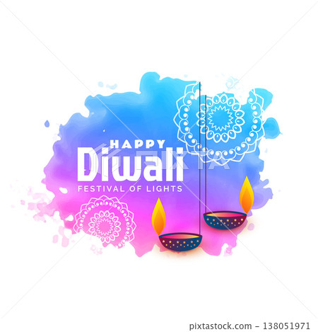 watercolor background for happy diwali festival with hanging diya watercolor background for happy diwali festival with hanging diya 138051971