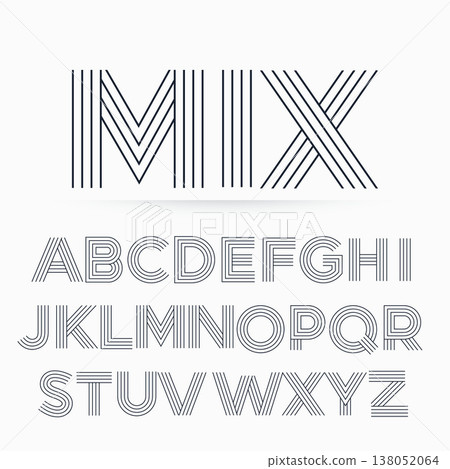 alphabet letter font in line stripe style 138052064