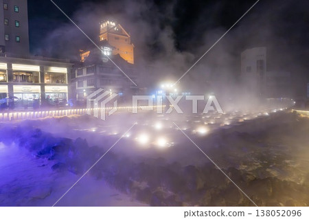 Gunma Prefecture: A scene of Kusatsu Onsen with rising steam. Gunma Prefecture: A scene of Kusatsu Onsen with rising steam. 138052096