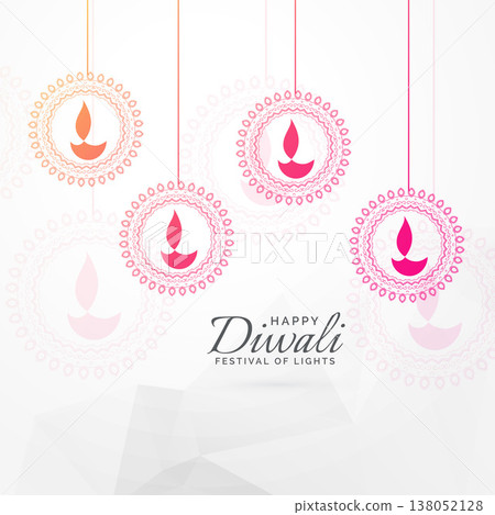 creative diwali festival greeting card design with hanging diya decoration creative diwali festival greeting card design with hanging diya decoration 138052128