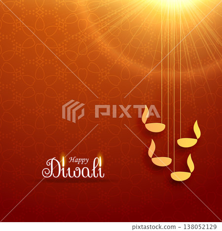 hindu diwali festival greeting card design with hanging lamp and light effect hindu diwali festival greeting card design with hanging lamp and light effect 138052129