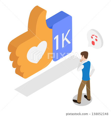 3D Isometric Flat Vector Illustration of Like Bubbles, Concept For Social Media Platforms. Item 3 138052148