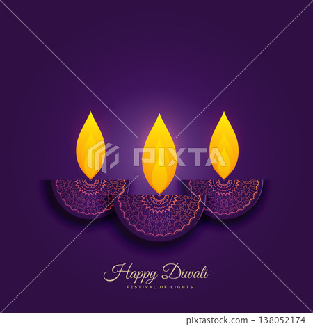happy diwali holiday background with burning diya happy diwali holiday background with burning diya 138052174