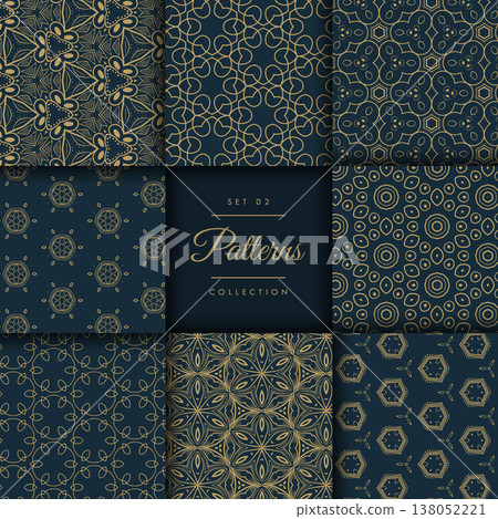 abstract dark patterns pack in floral style in gold color abstract dark patterns pack in floral style in gold color 138052221