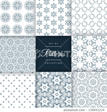 set of floral style patterns set in different shapes set of floral style patterns set in different shapes 138052224