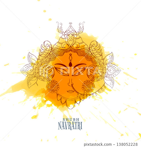 navratri celebration illustration with maa durga face 138052228