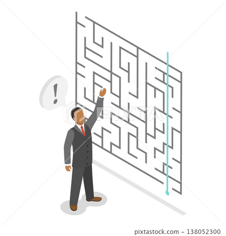 3D Isometric Flat Vector Illustration of Different Approach , Businessmen Propose Unique Solution To Overcome Challenging Maze.. Item 2 3D Isometric Flat Vector Illustration of Different Approach , Businessmen Propose Unique Solution To Overcome Challenging Maze.. Item 2 138052300