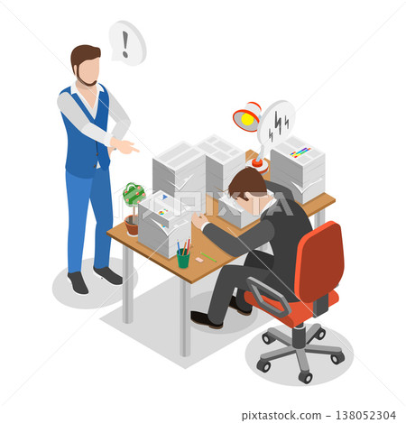 3D Isometric Flat Vector Illustration of Sleep Problems, Stress Management. Item 1 138052304